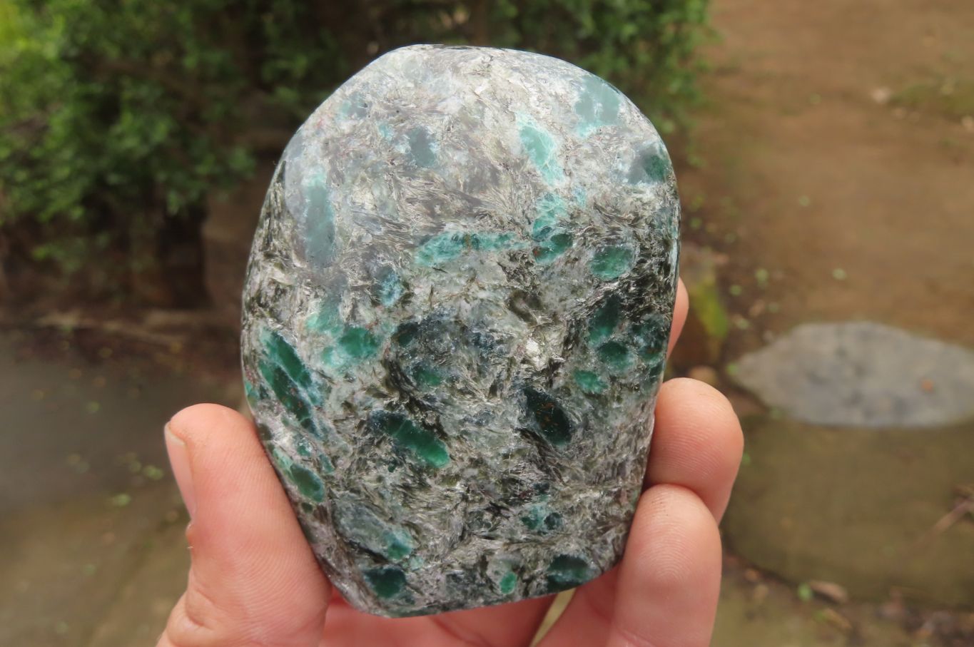Polished Rare Emerald Mica In Matrix Standing Free Forms x 3 From Mutoko, Zimbabwe - Toprock Gemstones and Minerals 