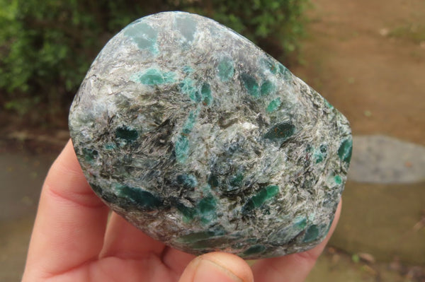Polished Rare Emerald Mica In Matrix Standing Free Forms x 3 From Mutoko, Zimbabwe - Toprock Gemstones and Minerals 