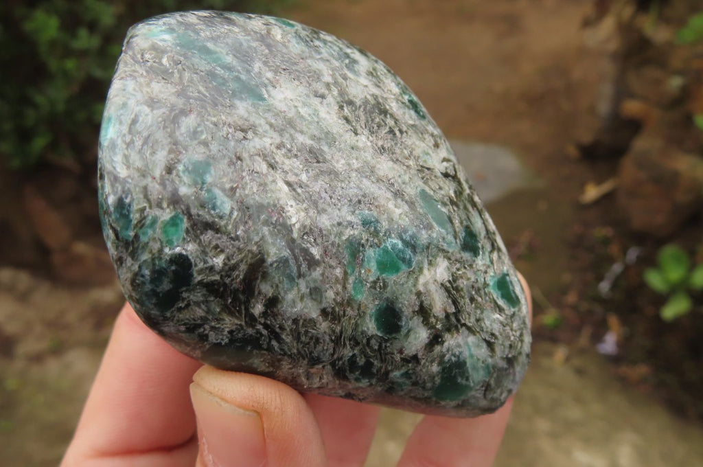Polished Rare Emerald Mica In Matrix Standing Free Forms x 3 From Mutoko, Zimbabwe - Toprock Gemstones and Minerals 