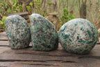 Polished Rare Emerald Mica In Matrix Standing Free Forms x 3 From Mutoko, Zimbabwe - Toprock Gemstones and Minerals 