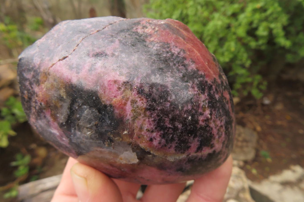 Polished On One Side Rhodonite Specimens x 6 From Madagascar - Toprock Gemstones and Minerals 