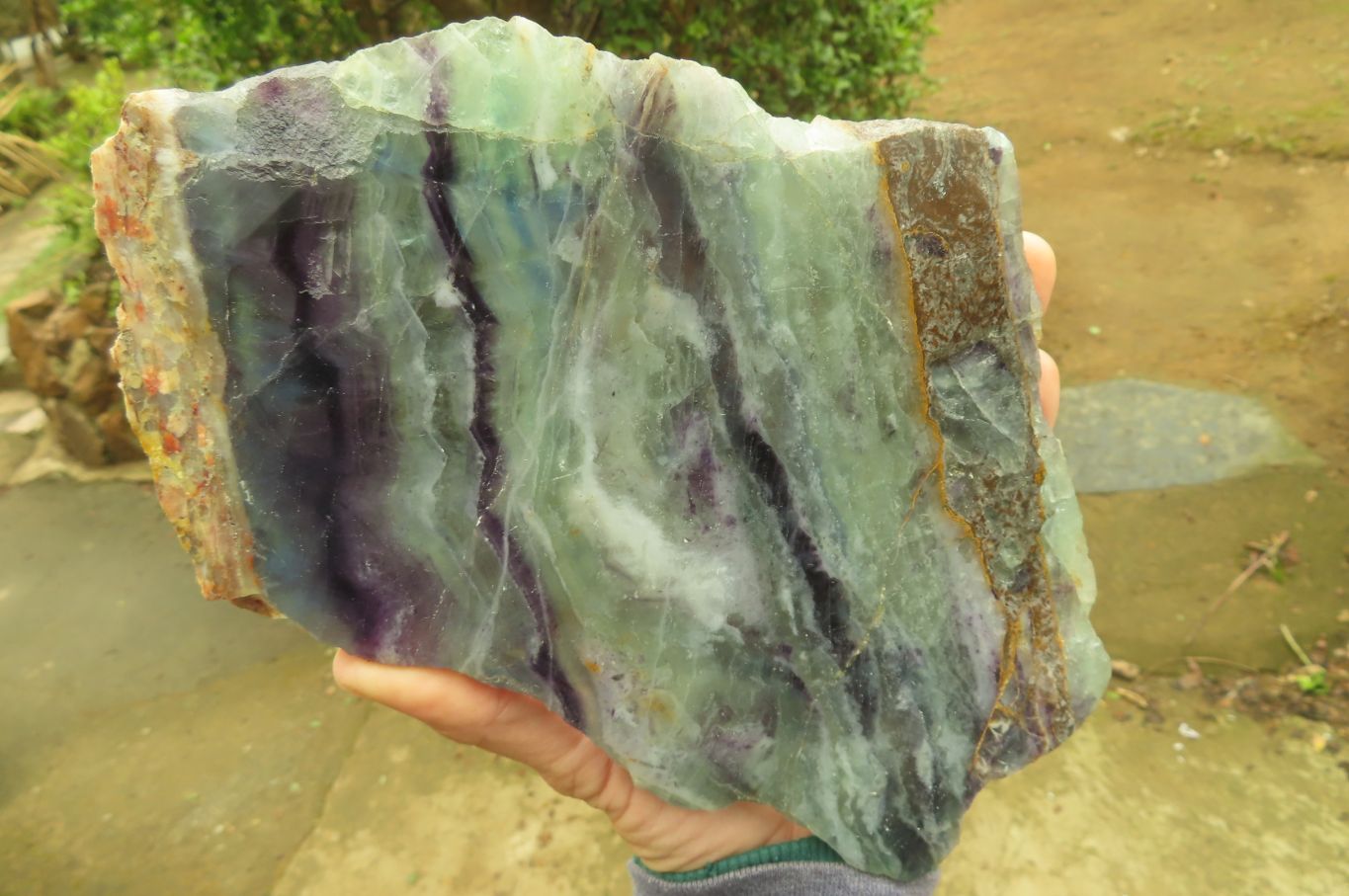 Polished Watermelon Fluorite Slices x 2 From Uis, Namibia - Toprock Gemstones and Minerals 