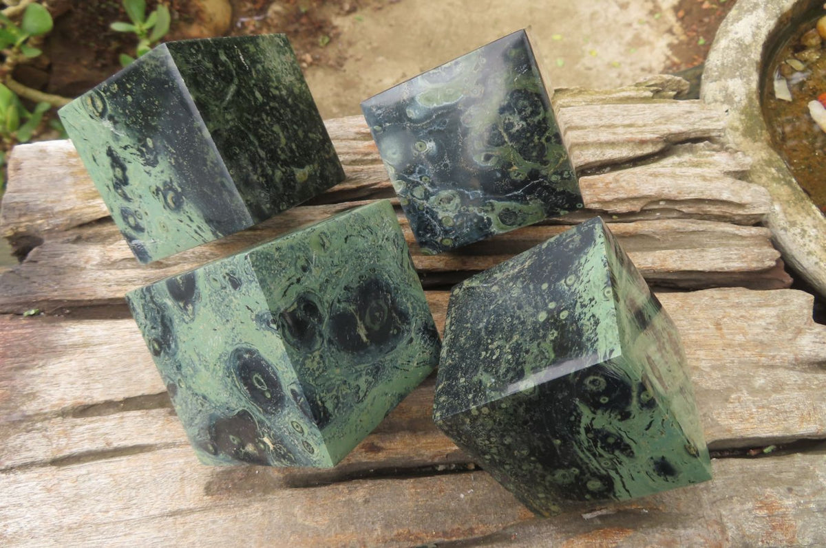 Polished Stromatolite Jasper Cubes x 4 From Madagascar - Toprock Gemstones and Minerals 