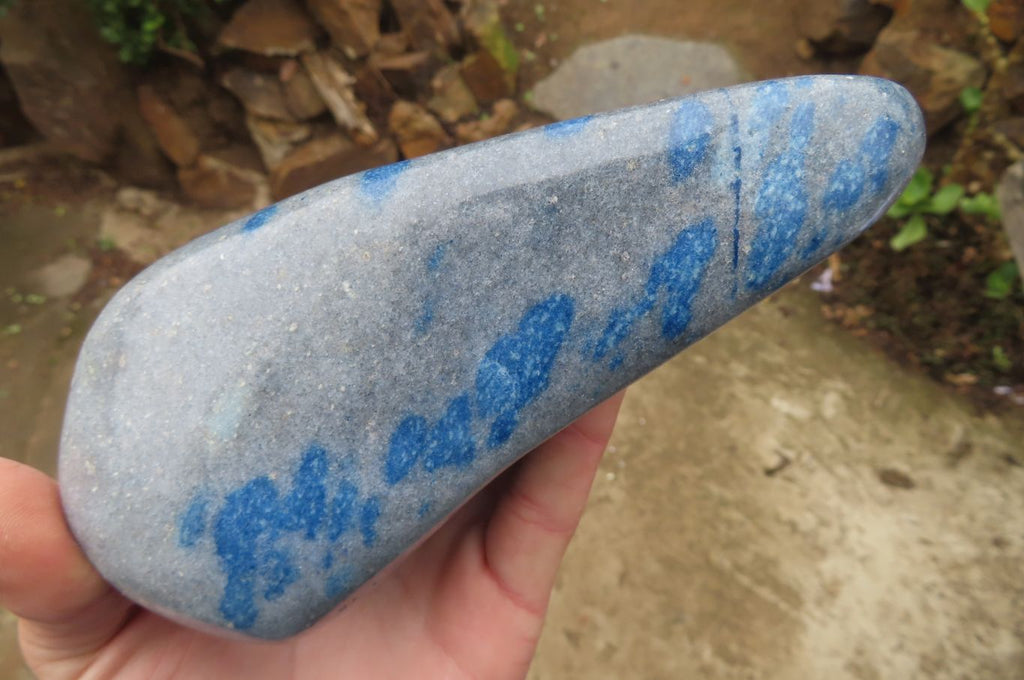 Polished Blue Spinel Spotted Quartz Standing Free Forms x 2 From Madagascar - Toprock Gemstones and Minerals 