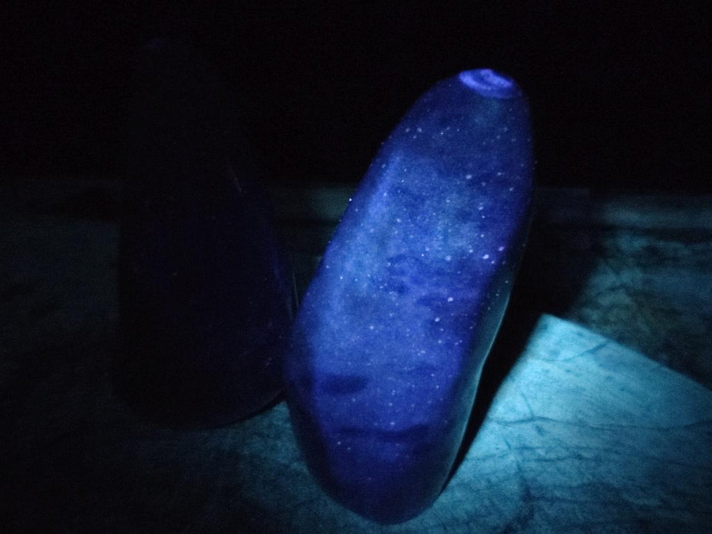 Polished Blue Spinel Spotted Quartz Standing Display Pieces x 2 From Madagascar