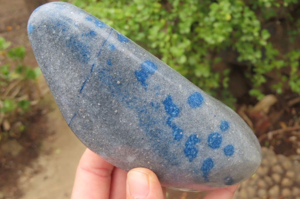 Polished Blue Spinel Spotted Quartz Standing Free Forms x 2 From Madagascar - Toprock Gemstones and Minerals 