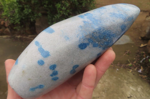 Polished Blue Spinel Spotted Quartz Standing Free Forms x 2 From Madagascar - Toprock Gemstones and Minerals 