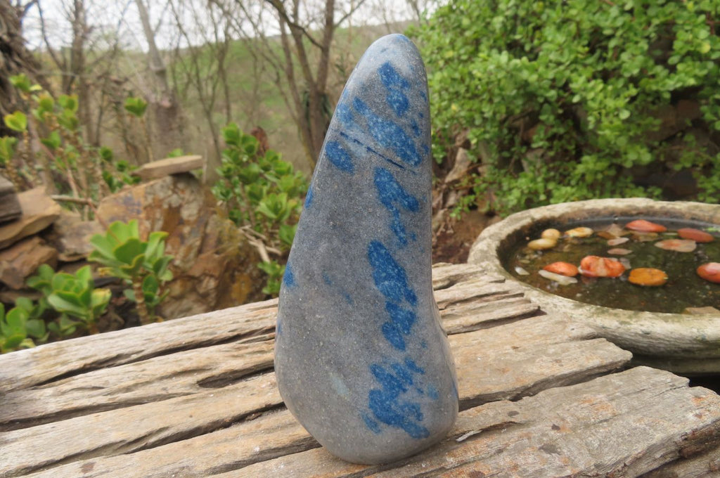 Polished Blue Spinel Spotted Quartz Standing Free Forms x 2 From Madagascar - Toprock Gemstones and Minerals 