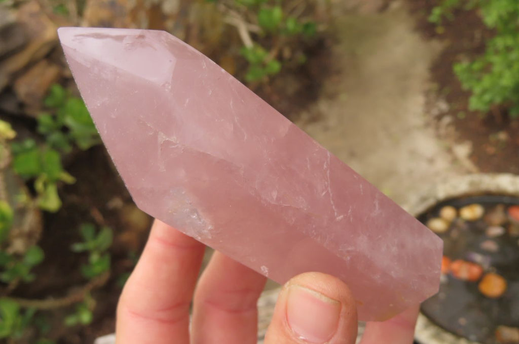 Polished Double Terminated Rose Quartz Points x 3 From Madagascar - Toprock Gemstones and Minerals 