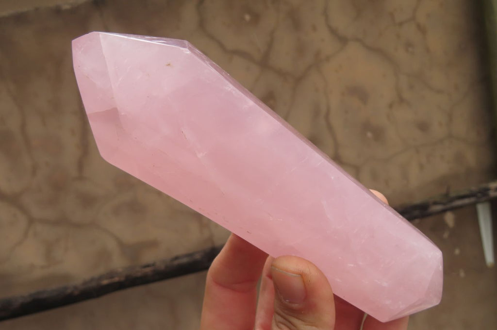 Polished Double Terminated Rose Quartz Points x 3 From Madagascar - Toprock Gemstones and Minerals 