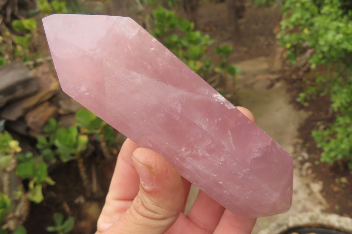 Polished Double Terminated Rose Quartz Points x 3 From Madagascar - Toprock Gemstones and Minerals 