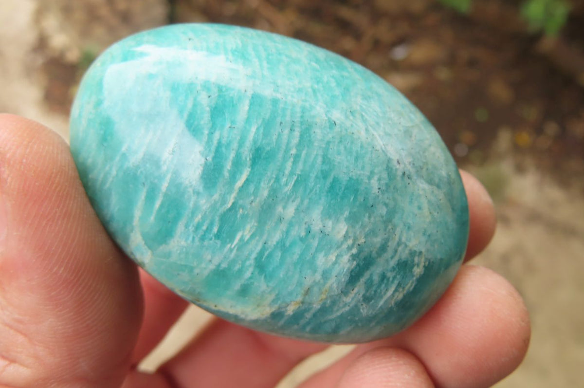 Polished Amazonite Palm Stones x 24 From Madagascar - Toprock Gemstones and Minerals 