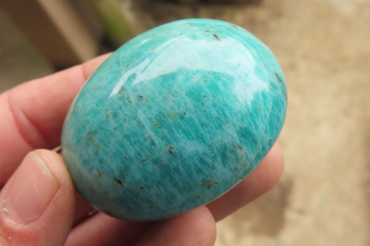 Polished Amazonite Palm Stones x 24 From Madagascar - Toprock Gemstones and Minerals 