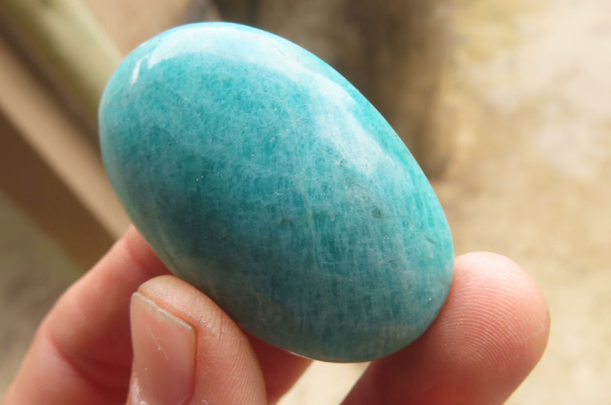 Polished Amazonite Palm Stones x 24 From Madagascar - Toprock Gemstones and Minerals 