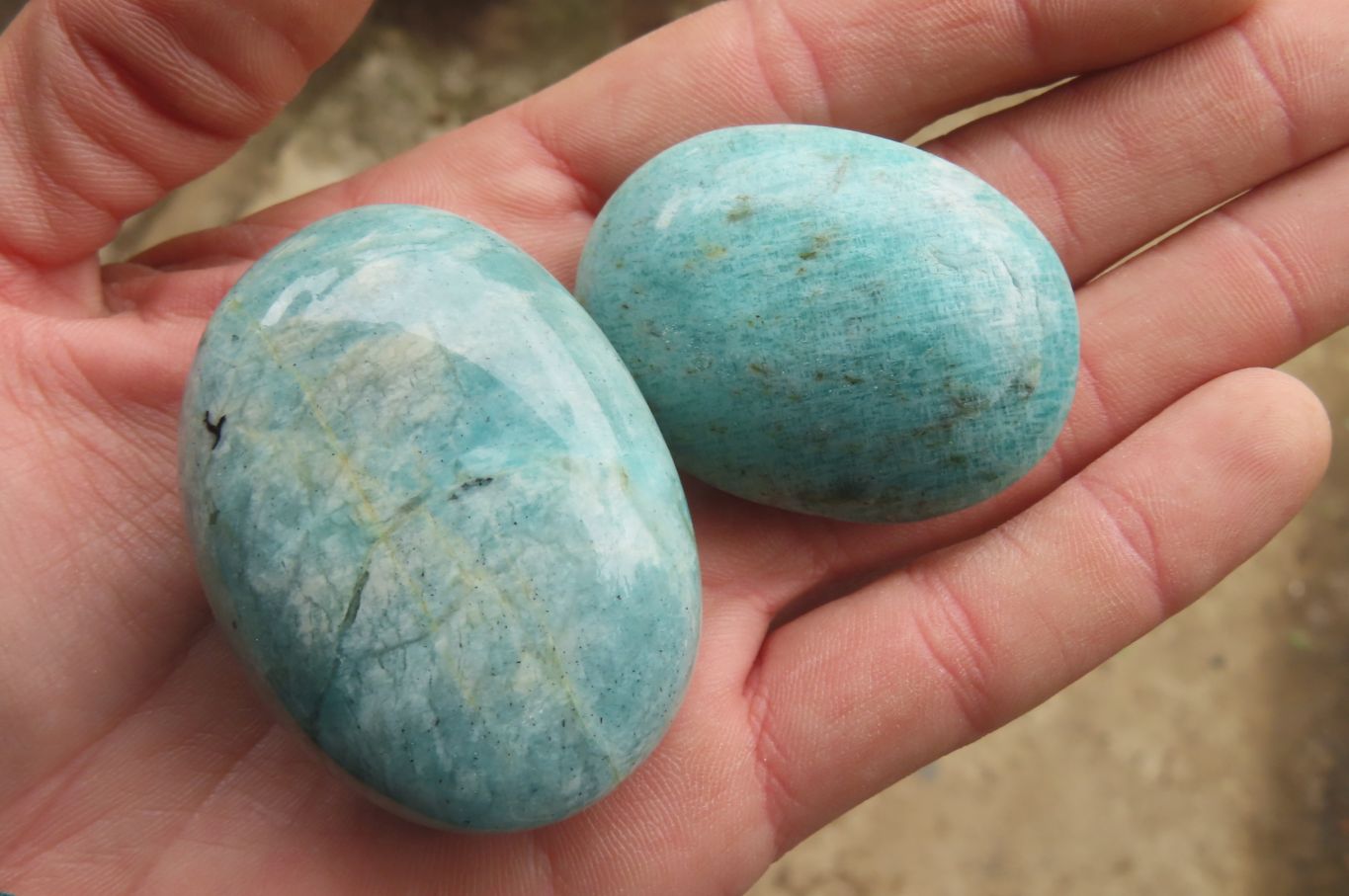 Polished Amazonite Palm Stones x 24 From Madagascar - Toprock Gemstones and Minerals 