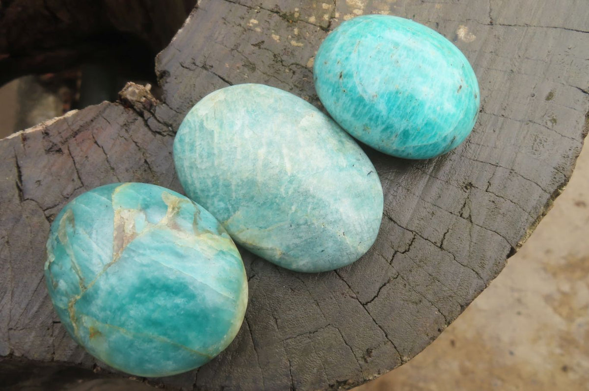 Polished Amazonite Palm Stones x 24 From Madagascar - Toprock Gemstones and Minerals 