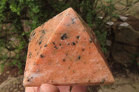Polished Orange Calcite Pyramids With Biotite Spots x 2 From Madagascar