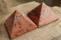 Polished Orange Calcite Pyramids With Biotite Spots x 2 From Madagascar