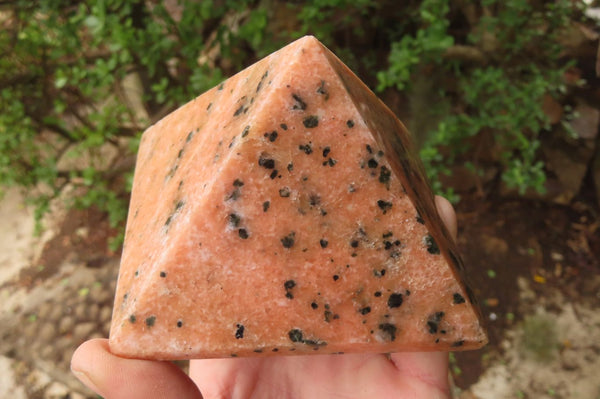 Polished Orange Calcite Pyramids With Biotite Spots x 2 From Madagascar