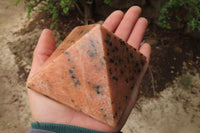 Polished Orange Calcite Pyramids With Biotite Spots x 2 From Madagascar