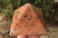 Polished Orange Calcite Pyramids With Biotite Spots x 2 From Madagascar