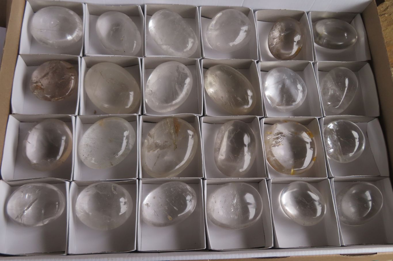 Polished Clear Rock Crystal Palm Stones x 24 From Madagascar - Toprock Gemstones and Minerals 