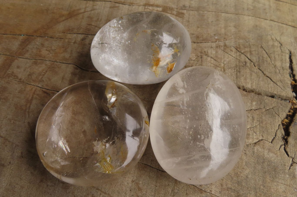 Polished Clear Rock Crystal Palm Stones x 24 From Madagascar - Toprock Gemstones and Minerals 