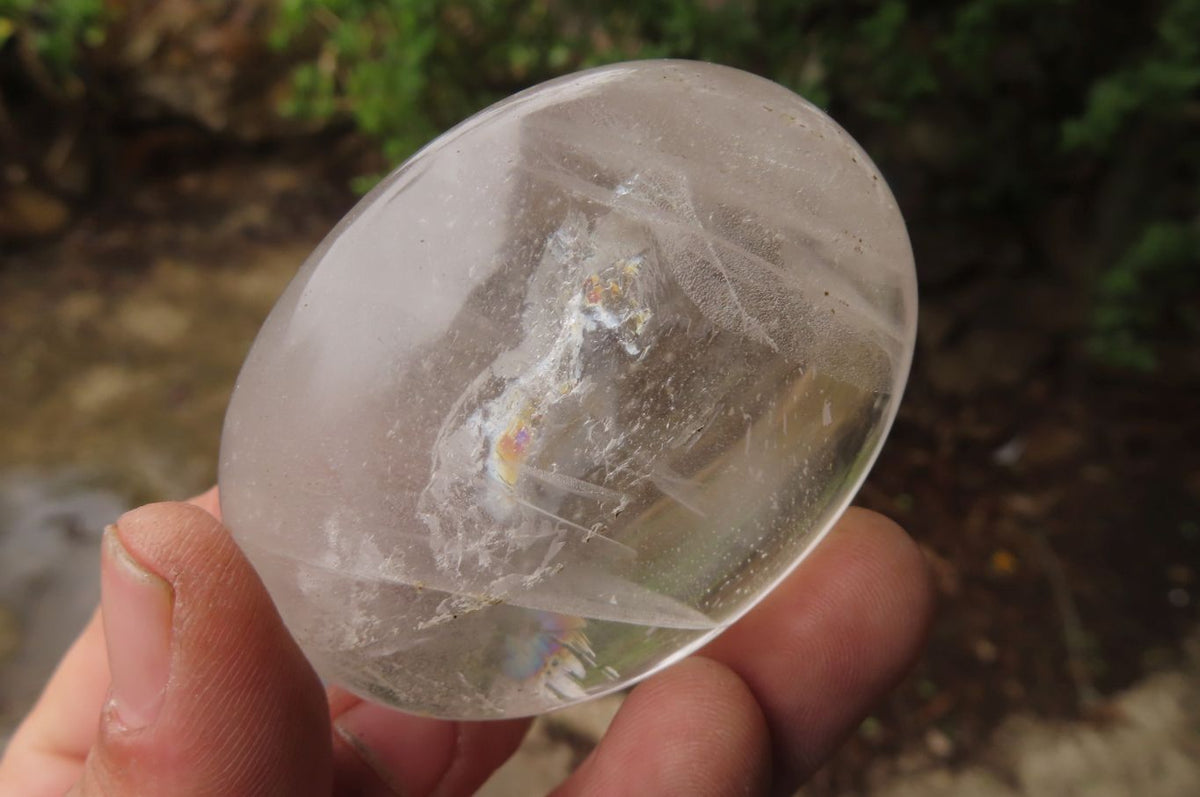 Polished Clear Rock Crystal Palm Stones x 24 From Madagascar - Toprock Gemstones and Minerals 