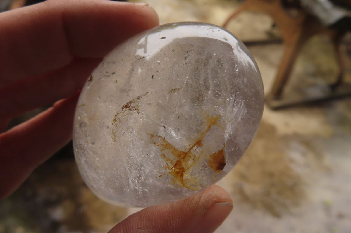 Polished Clear Rock Crystal Palm Stones x 24 From Madagascar - Toprock Gemstones and Minerals 