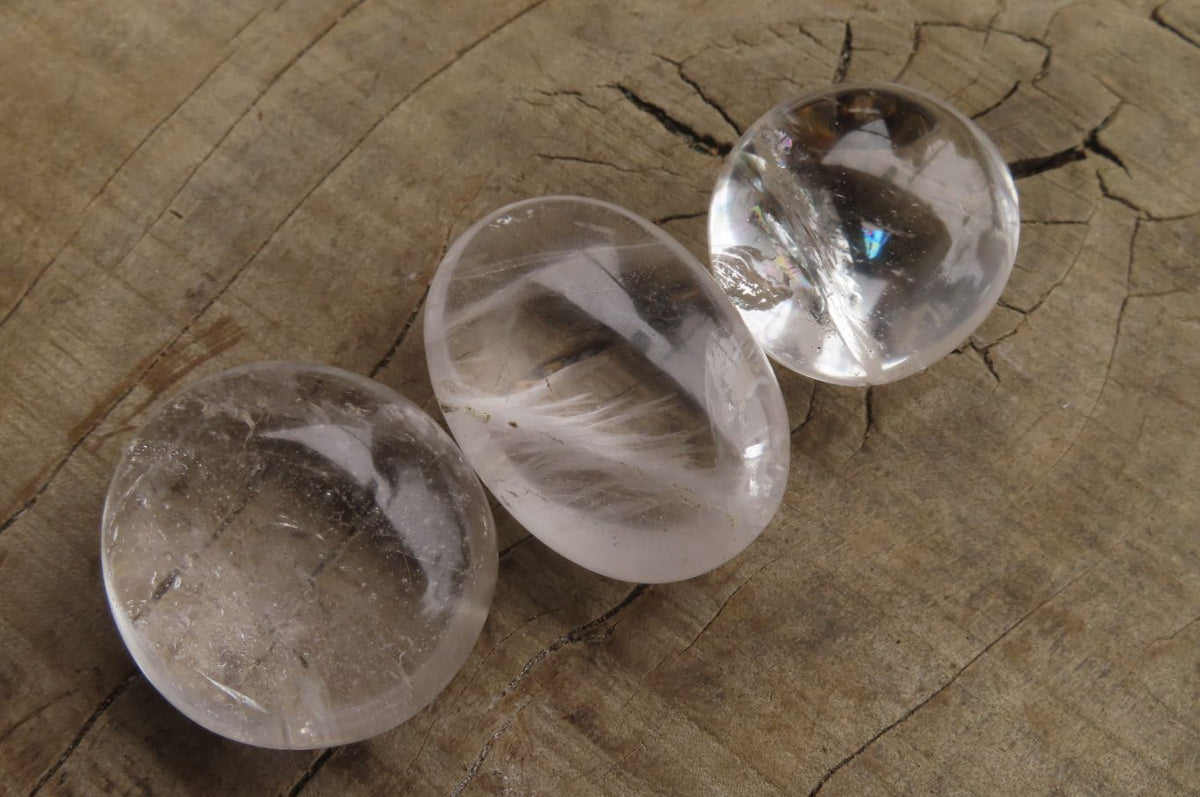 Polished Clear Rock Crystal Palm Stones x 24 From Madagascar - Toprock Gemstones and Minerals 