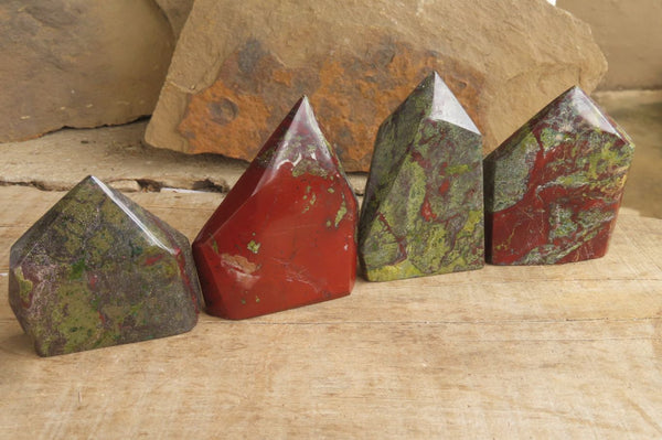 Polished Dragons Blood Stone Points x 4 From Tshipise, South Africa