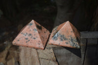 Polished Orange Calcite With Biotite Mica Pyramids x 2 From Madagascar - Toprock Gemstones and Minerals 