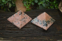 Polished Orange Calcite With Biotite Mica Pyramids x 2 From Madagascar - Toprock Gemstones and Minerals 