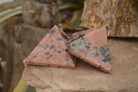 Polished Orange Calcite With Biotite Mica Pyramids x 2 From Madagascar - Toprock Gemstones and Minerals 
