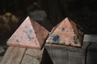 Polished Orange Calcite With Biotite Mica Pyramids x 2 From Madagascar - Toprock Gemstones and Minerals 