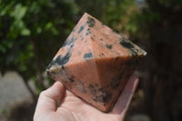 Polished Orange Calcite With Biotite Mica Pyramids x 2 From Madagascar - Toprock Gemstones and Minerals 