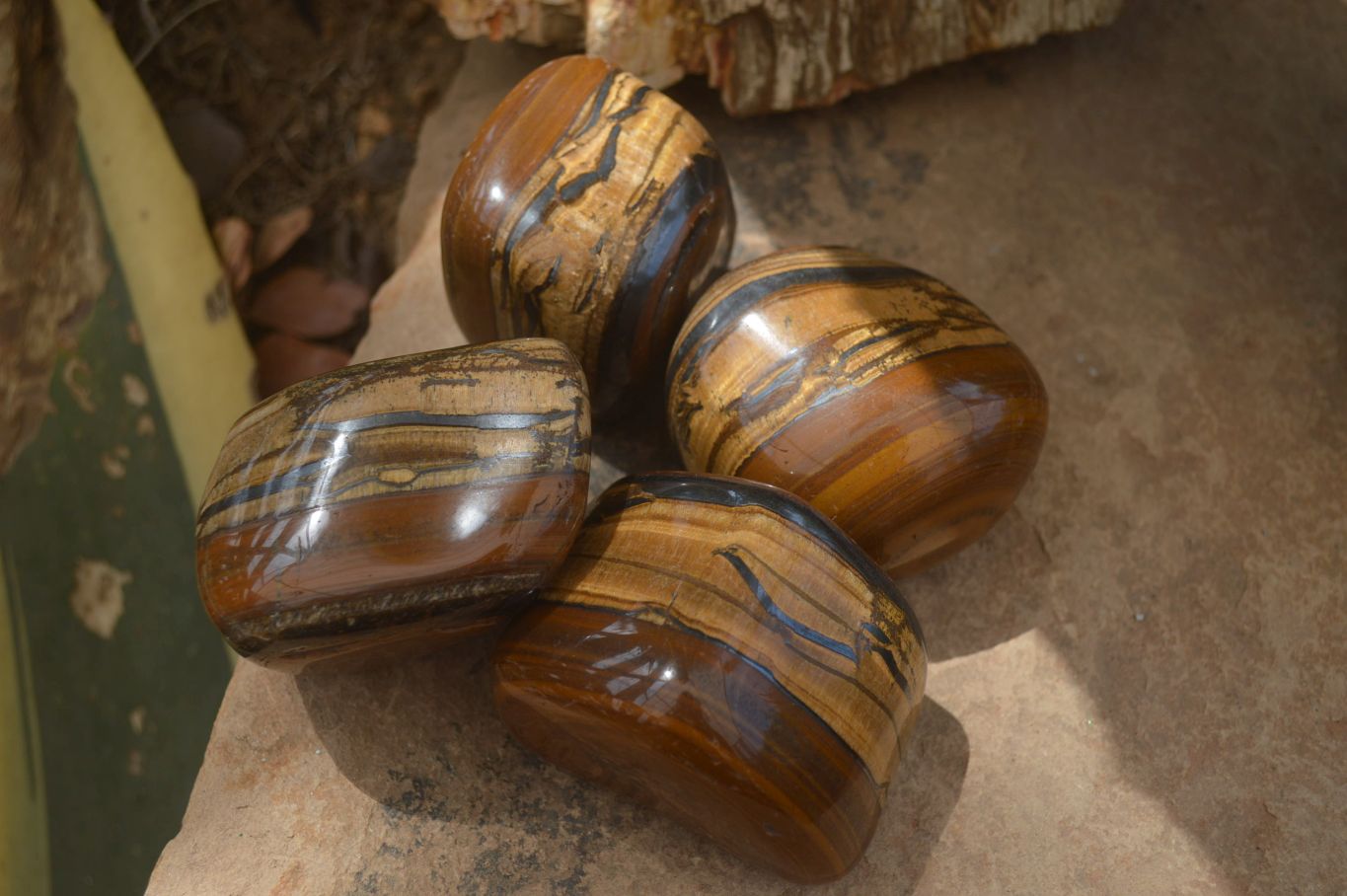 Polished Tiger's Eye Free Forms x 4 From Prieska, South Africa - Toprock Gemstones and Minerals 