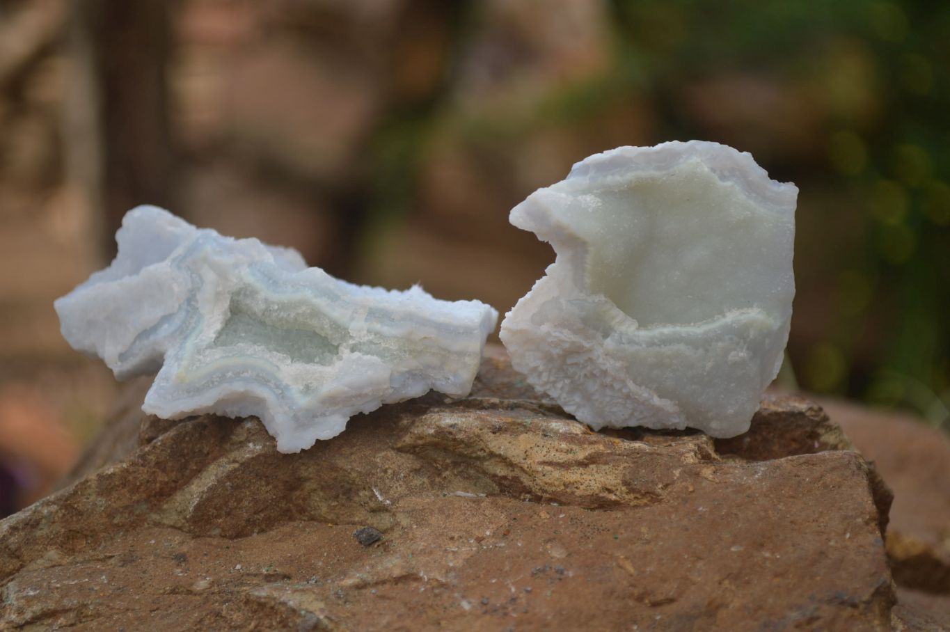 Natural Etched Blue Chalcedony Specimens x 24 From Nsanje, Malawi - Toprock Gemstones and Minerals 