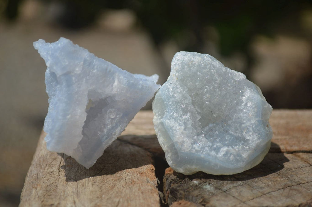 Natural Etched Blue Chalcedony Specimens x 24 From Nsanje, Malawi - Toprock Gemstones and Minerals 