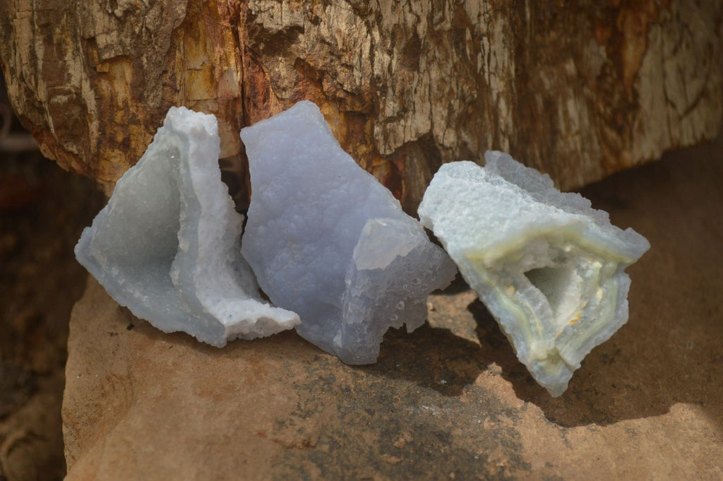 Natural Etched Blue Chalcedony Specimens x 24 From Nsanje, Malawi - Toprock Gemstones and Minerals 