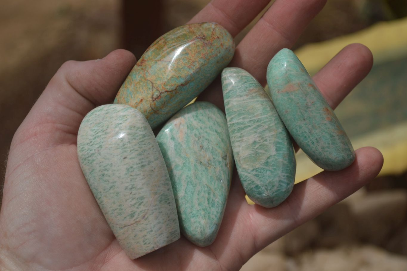 Polished Amazonite Free Forms x 35 From Zimbabwe - Toprock Gemstones and Minerals 