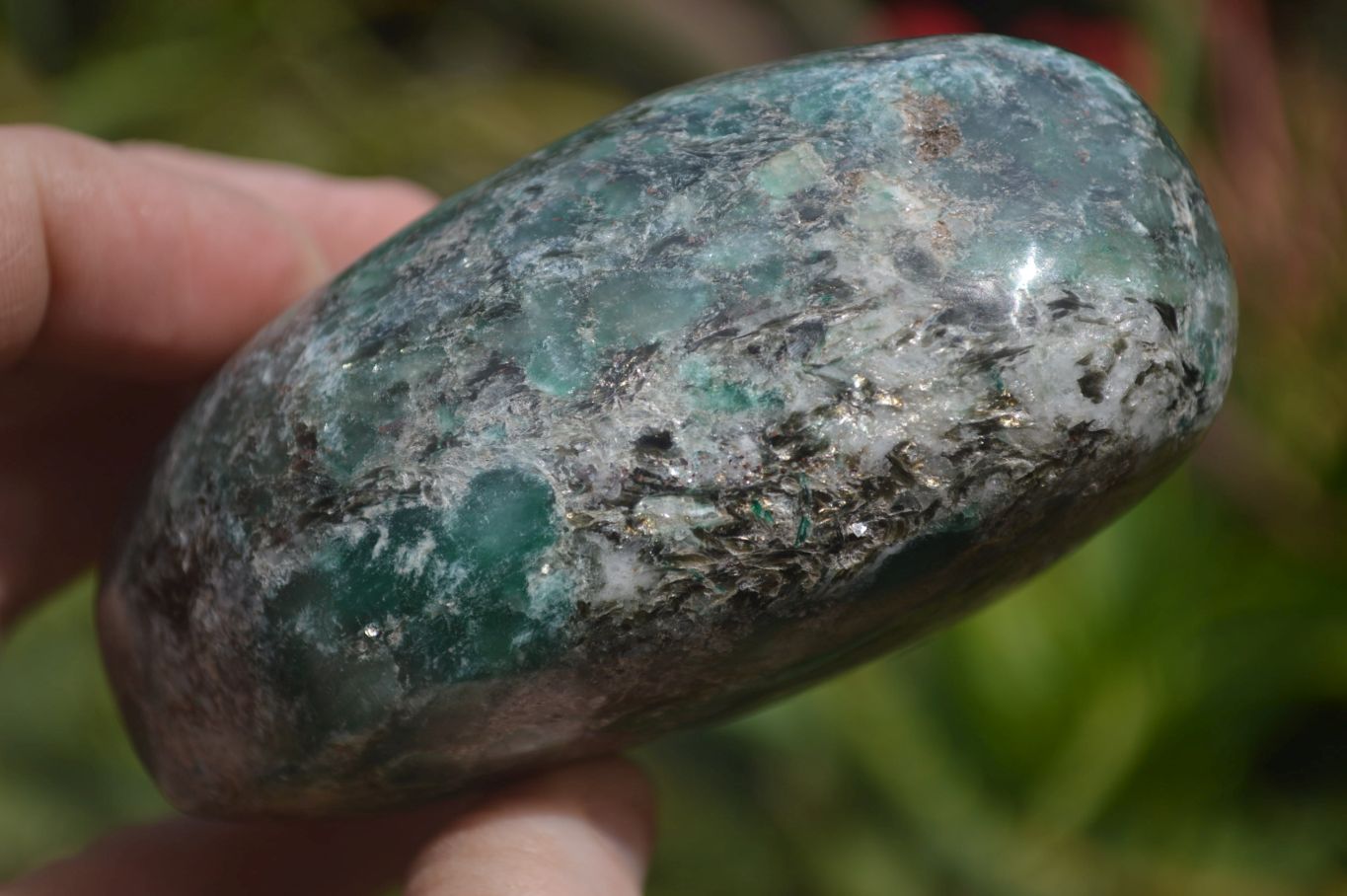 Polished Rare Emerald Mica In Matrix Standing Free Forms x 3 From Mutoko, Zimbabwe - Toprock Gemstones and Minerals 