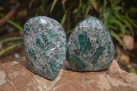 Polished Rare Emerald Mica In Matrix Standing Free Forms x 3 From Mutoko, Zimbabwe - Toprock Gemstones and Minerals 