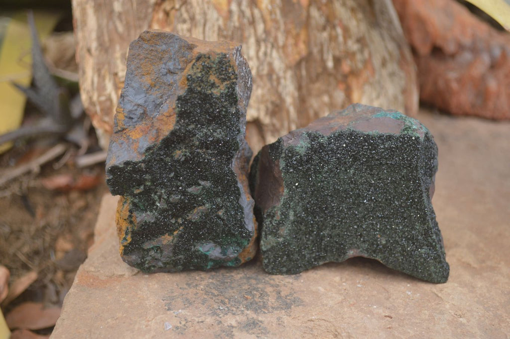 Natural Libethenite Crystals On Dolomite Matrix Specimens x 2 From Shituru, Congo - Toprock Gemstones and Minerals 