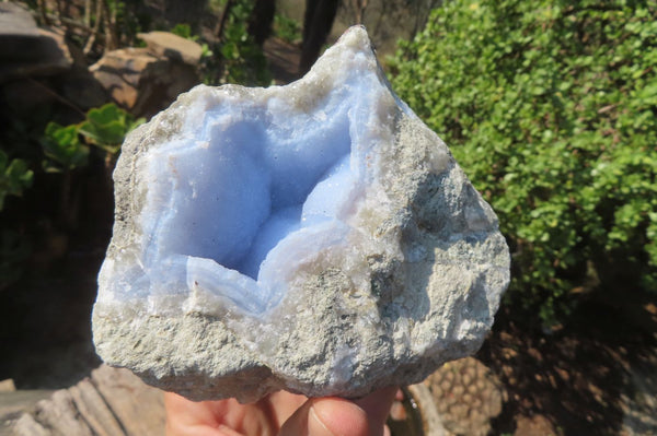 Natural Blue Lace Agate Geode Specimens x 3 From Nsanje, Malawi - Toprock Gemstones and Minerals 
