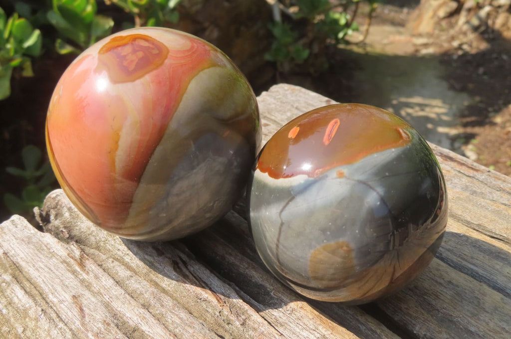 Polished Polychrome Jasper Spheres x 2 From Madagascar - Toprock Gemstones and Minerals 