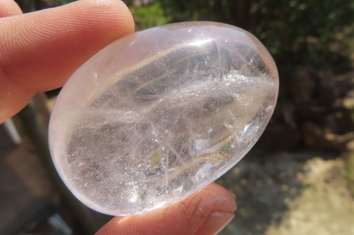 Polished Clear Rock Crystal Quartz Palm Stones x 24 From Madagascar - Toprock Gemstones and Minerals 