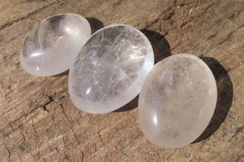 Polished Clear Rock Crystal Quartz Palm Stones x 24 From Madagascar - Toprock Gemstones and Minerals 