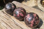Polished Rhodonite Spheres x 3 From Madagascar - Toprock Gemstones and Minerals 