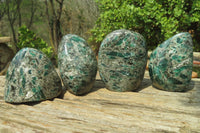 Polished Rare Emerald Mica In Matrix Standing Free Forms x 4 From Mutoko, Zimbabwe - Toprock Gemstones and Minerals 